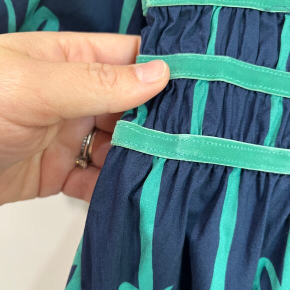 Umgee Ribbon Print Puff Sleeve Velvet Trim Boho Mini Dress Casual Holiday L - Picture 9 of 11